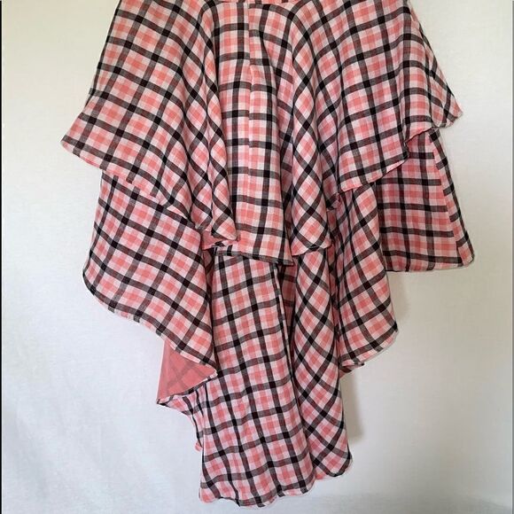 Coral Plaid High Low Skirt